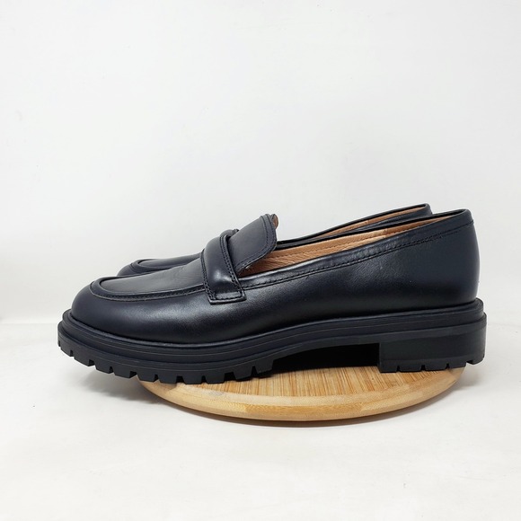Madewell Shoes - Madewell Chunky Loafer Womens 11 Bradley Black‎ Leather Platform Lug Sole Shoes